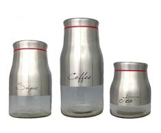 Edelstahl 3 er Vorratsdosenset Vorratsdose Vorratsbehälter Frischhaltedose Aufbewahrung Kaffeedose Glas