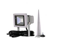 Unitec Premium LED Strahler 10 W/700 Lumen mit ErdspieÃ, Plastik, grau, 13.5 x 17.5 x 10 cm