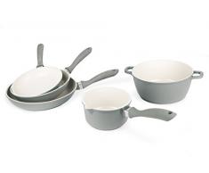 Excelsa 62093 Topfset und Pfannenset mit Beschichtung, Aluguss, grau, 5 Einheiten