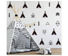 Melissalove 68pcs Tribal Aufkleber Teepee Pfeil Kinder Raum Wand Aufkleber Aufkleber wallpattern Wandbild Kinderzimmer Dekoration DIY Aufkleber D498 Schwarz