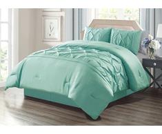 Grand Leinen mit Doppelnadel Stitch gerunzelten massiv Pinch Falte Streifen All Season Gänsedaunen Alternative Tröster Set Twin, Full, Queen, King und Cal King Größe. 20 Farben erhältlich Modern Twin türkis