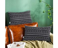 AmHoo Bohemian Retro Stripe Überwurf-Kissenbezug, doppelseitiges Muster mit verstecktem Reißverschluss, Bunte Ethno-Kissenbezüge für Couch Sofa Bett Wohnzimmer 45,7 x 45,7 cm, 2er-Set 12×20 schwarz