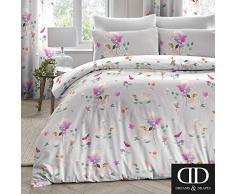 Dreams & Drapes Jessica Bettwäsche-Set mit pflegeleichtem Design, Rose, Einzelbett