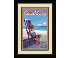 Northwest Art Mall jk-5805 fgdm GBC Außen Banks North Carolina Girl Beach Stuhl gerahmtes Wandbild Art von Künstler Joanne Kollman, 40,6 x 55,9 cm