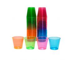 Party Essentials Schnapsgläser aus Hartplastik, 28 ml 50-Count Verschiedene Neonfarben