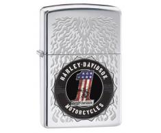Zippo Feuerzeug 60002679 PL Harley-Davidson Benzinfeuerzeug, Messing, high Polish Chrome, 1 x 3,5 x 5,5 cm