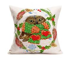 Asamour Kissenbezug, Bezauberndes Tier, mit schönem Blumenkranz, Baumwollleinen, Bauernhof, dekorativer Kissenbezug, 45,7 x 45,7 cm, quadratisch, für Sofa Couch 18 x 18 Eule