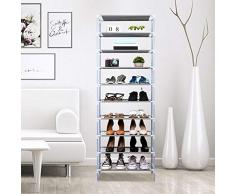 Jaketen 10 Ebenen Schuhregal – Einfach montiert, Vlies Stoff Schuh Tower Ständer – Stabile Ablage Aufbewahrung Organizer Cabinet Regal [Uns Lager] Weiß