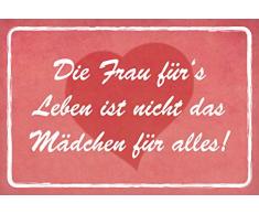 Schatzmix Spruch Frau fÃ¼rs Leben ist Nicht MÃ¤dchen fÃ¼r Alles 20x30 Deko Blechschild, Blech, Mehrfarbig, 20x30 cm