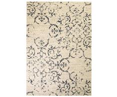 vidaXL 133001 Teppich Kurzflor Design Modern Blumenmuster Vintage 180x280cm Läufer, Gewebe, Beige und Blau, Maße: 180 x 280 cm (B x L)