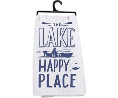 Primitives by Kathy LOL Geschirrtuch, Baumwolle, The Lake is My Happy Place, 28-Inch Square