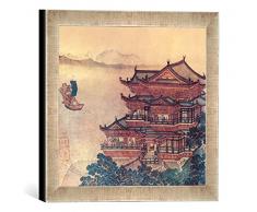 Gerahmtes Bild von Chinesische Malerei Pavillon der himmlischen Melodien/um1000, Kunstdruck im hochwertigen handgefertigten Bilder-Rahmen, 30x30 cm, Silber raya