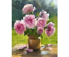GMMH Diamond Painting Set Bild 30 x 40 Diamant Malerei Stickerei Handarbeit Basteln Mosaik Steine Blumen Korb Pfingstrosen