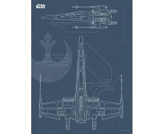 Komar Wandbild Star Wars Blueprint X-Wing | Kinderzimmer, Jugendzimmer, Dekoration, Kunstdruck | ohne Rahmen | WB179-30x40 | Größe: 30 x 40 cm (Breite x Höhe)