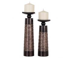 Dublin Dekorativer Kerzenhalter Set of 2 – Home Decor Säule Kerzen Ständer, rustikal Verziert Halter für Kamin, Wohnzimmer Oder Esstisch, in Geschenkbox (Kaffee Braun)