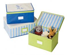 WENKO 4386024100 Aufbewahrungsboxen Pirate - 3er Boxen-Set aus verschiedenen Größen, Vlies