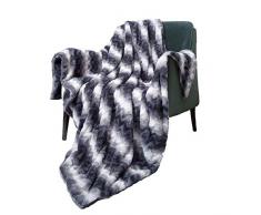 DISSA Kunstfell-Überwurfdecke weiche Bettdecke Fuzzy Decke für Sofa Couch 51x63 schwarz