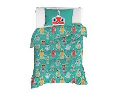 OZINCI Robots-Bettwäsche-Set, für Einzelbett, Doppelbett, 100% Baumwolle, wendbar, Single/Twin Size grün