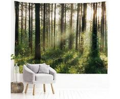 Xinyi Home Wand aufhängen Natur Polyester-Kunst-Baum Thema Szenerie, Wand Decor für Wohnheim Zimmer, Schlafzimmer, Wohnzimmer, Nagel Enthalten 60 W x 51 L (150cmx130cm) Sunlight Forest