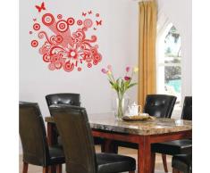 INDIGOS 4052166140775 Wandtattoo w651 Partei schöne Schmetterlinge und Blumen Wandaufkleber 120 x 115 cm, rot