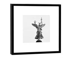 COGNOSCO Fotografie im Holzrahmen: Goldelse/Siegessäule Fotodruck-Format 27 x 27 cm-Rahmenfarbe schwarz-Hochwertiges Wandbild, Geschenkidee oder Souvenir aus Berlin, Holz, Weiß, Rahmen