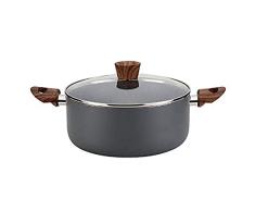 Aramco PAG106 Schmortopf aus Aluminium. Antihaft-Beschichtung, matt, Holzgriff, Grau, 5,5 Qt