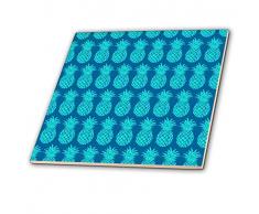 3dRose Cool Tropical Ananas Muster in Zwei Farbtönen Aqua – Keramikfliese 10,2 cm (ct_219263_1)