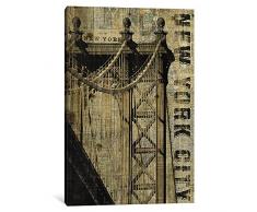 iCanvasART 1 Stück Vintage NY Manhattan Bridge Leinwandbild von Michael Mullan 26 x 18/0.75 Depth