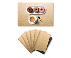 Alpiriral Platzmatten 6er Set hitzebeständig Tischsets leicht abwaschbar Schrubben Vinyl Tischmatten abwaschbar Tischmatten schützen Tisch vor Verschmutzungen in Beige (Imitation Linen Design