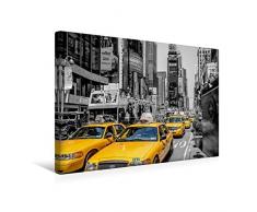 CALVENDO Premium Textil-Leinwand 45 cm x 30 cm quer, New York Taxis | Wandbild, Bild auf Keilrahmen, Fertigbild auf echter Leinwand, Leinwanddruck: Gelbe Taxis am New Yorker Times Square Orte Orte