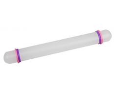 Dr. Oetker Ausrollstab 23cm, Küchenhelfer für gleichmäßiges Ausrollen von Fondant, Marzipan und Blütenpaste, inklusive 4 Silikon-Distanzringen, (Farbe: weiß/lila/rosa), Menge: 1 Stück