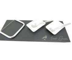 LEBRUN 921071 Set mit Servierplatte, für Gänseleberpastete, Schiefer/Edelstahl/Porzellan, 6-teilig
