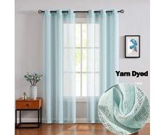 Leinenvorhänge, halbschäbig Art Deco 95 L/ 2Panels blau