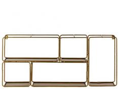 Urban Trends Wandregal Metall rechteckig mit 5 Fächern ohne Rückseite beschichtetes Finish Gold Gold Gold