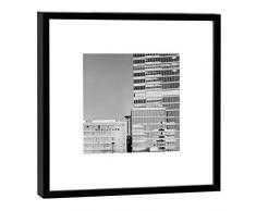 COGNOSCO Fotografie im Holzrahmen: KölnTurm Fotodruck-Format 27 x 27 cm-Rahmenfarbe Hochwertiges Wandbild, Geschenkidee oder Souvenir aus Köln, Holz, Schwarz-Weiß, Rahmen