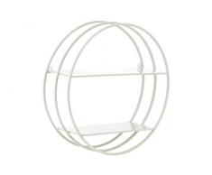 Urban Trends Metall rund Wandregal mit Rahmen-Design, 2 Stufen und 2 Schlüsselloch Kleiderbügel beschichtet, weiß