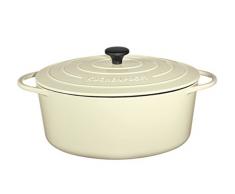 Küchenprofi Bratentopf, 35cm Creme Provence Gusseisentopf 35 cm, Schmortopf oval, Gusseisen emailliert