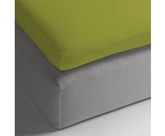 Heckett Lane 100% Baumwolle Perkal Spannlaken Topper 90x200+12 cm. Green Oasis