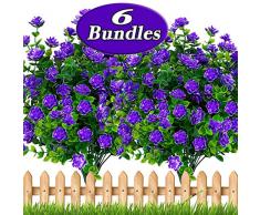 Axylex Künstliche Blumen für den Außenbereich – künstliche Pflanzen, UV-beständig, kein Verblassen, künstlicher Kunststoff, Grün, Haus, Garten, Veranda, Terrasse, Dekoration, Büro, Innenbereich violett