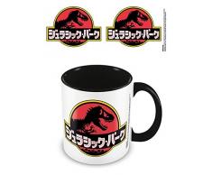 Jurassic Park Tasse Japanisches Logo weiß/schwarz, bedruckt, aus Keramik, Fassungsvermögen ca. 315 ml.