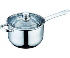 Buckingham Edelstahl Stielkasserolle für Induktionsherde mit Glasdeckel, 20 cm Durchmesser, Kochtopf, Kochgeschirr, Stielkochtopf