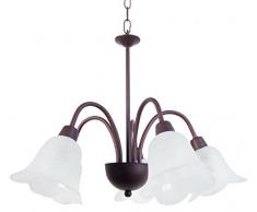 Tosel 20150 Kronleuchter – Lustralia, Blech und Rohr Stahl Epoxid-Beschichtung, Sati-Glas, E14, 60 W, Braun