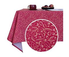 Deconovo Designer-Serie, dekorative Oxford-Tischdecke, Blattmuster, wasserabweisend, für Esszimmer, Party, Picknick 54W x 72L Inch rosarot