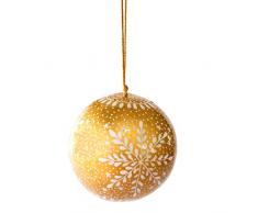 Bollywood Weihnachtskugel mit Schneeflocken-Motiv, Gold, 7,6 cm
