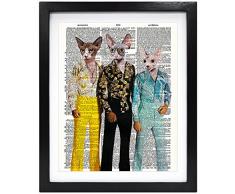 Susie Arts 8 x 10 ungerahmt Retro Cat Man Vintage aus recycelten Wörterbuch Kunstdruck Buch Art Print Home Decor Funny Kunstdruck V054