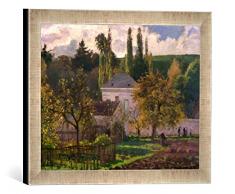 Gerahmtes Bild von Camille Pissarro Landhaus in der Hermitage (Pontoise), Kunstdruck im hochwertigen handgefertigten Bilder-Rahmen, 40x30 cm, Silber Raya