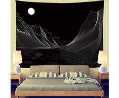 Leofanger Tapisserie Ägyptische Pyramide Tapisserie Kamel Tapisserie Sphinx Wüste Kaktus Tapisserie Blcak und Weiß Psydechelic Sun Tapisserie L-78.7 × 59.1 Moon Mountain