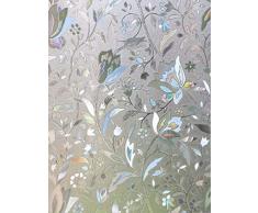 Soqool Sichtschutz Fensterfolie Fensterfolie Fensterfolie für Badezimmer Büro Zuhause Sichtschutz Fensterfolie 35.4 X 78.7 Inch Blume