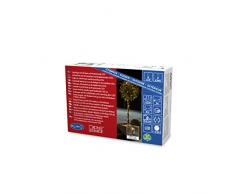 Konstsmide 3640-810 LED Lichterkette, mit Glimmereffekt / für Außen (IP44) / 120 bernsteinfarbene Dioden (60 glimmend) / 24V Außentrafo / schwarzes Kabel