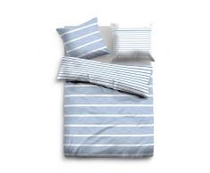 TOM TAILOR 0069854 Satin Bettwäsche Garnitur mit Kopfkissenbezug (Baumwolle) 1x 200x200 cm + 2X 80x80 cm, Jeans